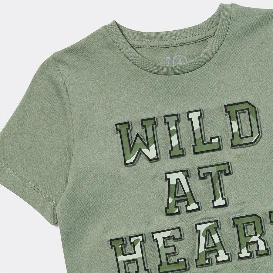 K-D Kids Embossed Tee - Khaki