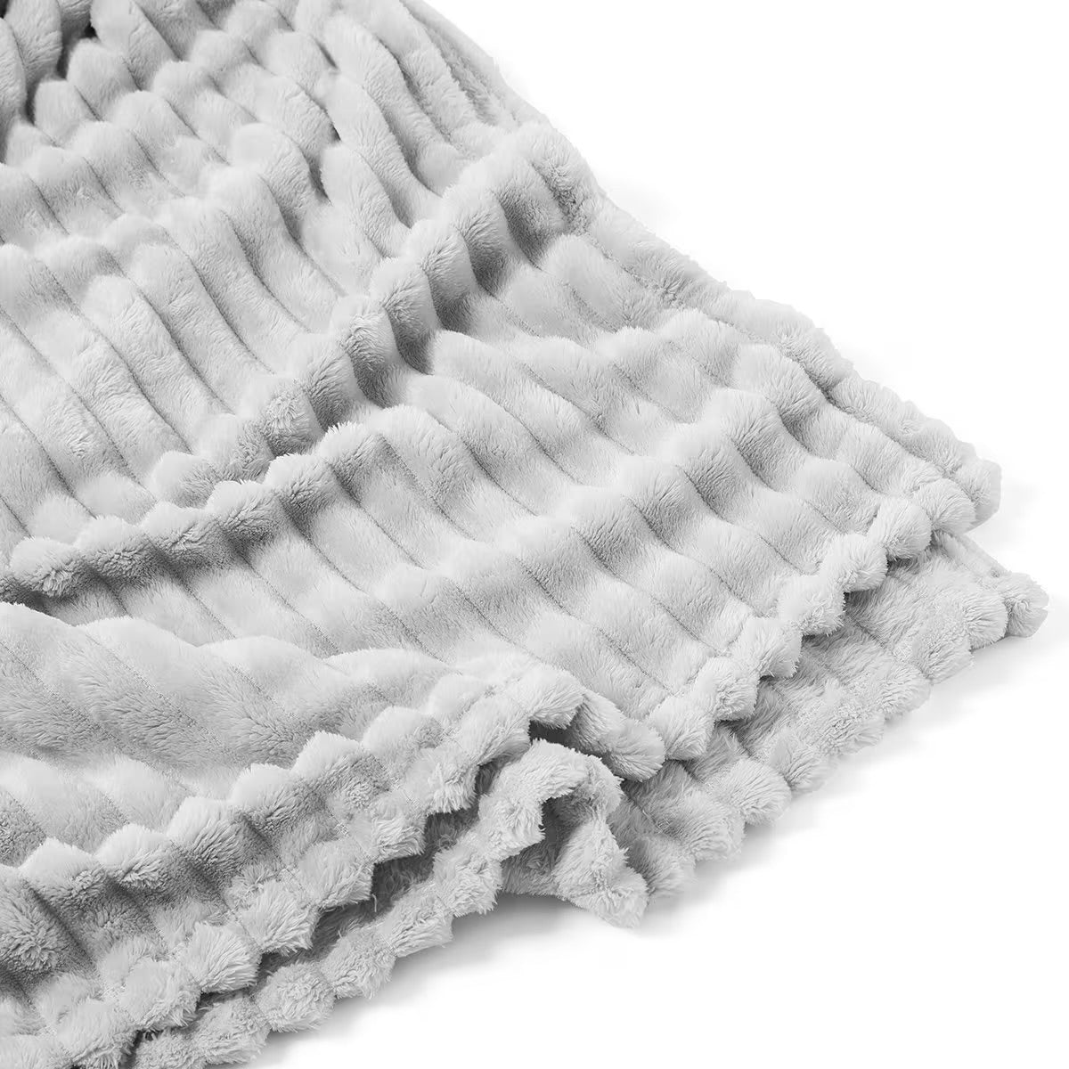 Ribbed Faux Fur Throw - Grey