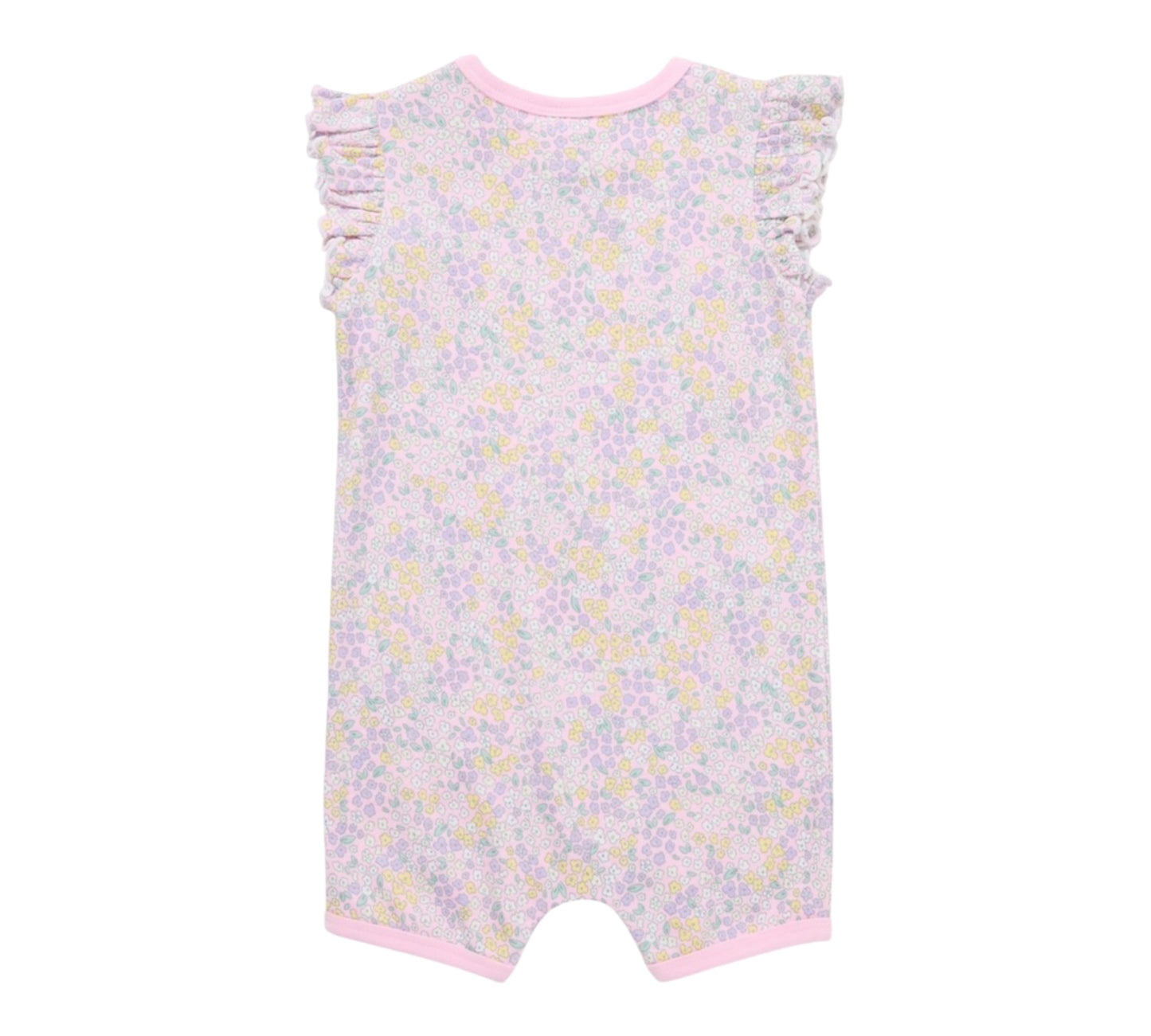 Dymples Kids Floral Print Frill Sleeve Romper - Pink