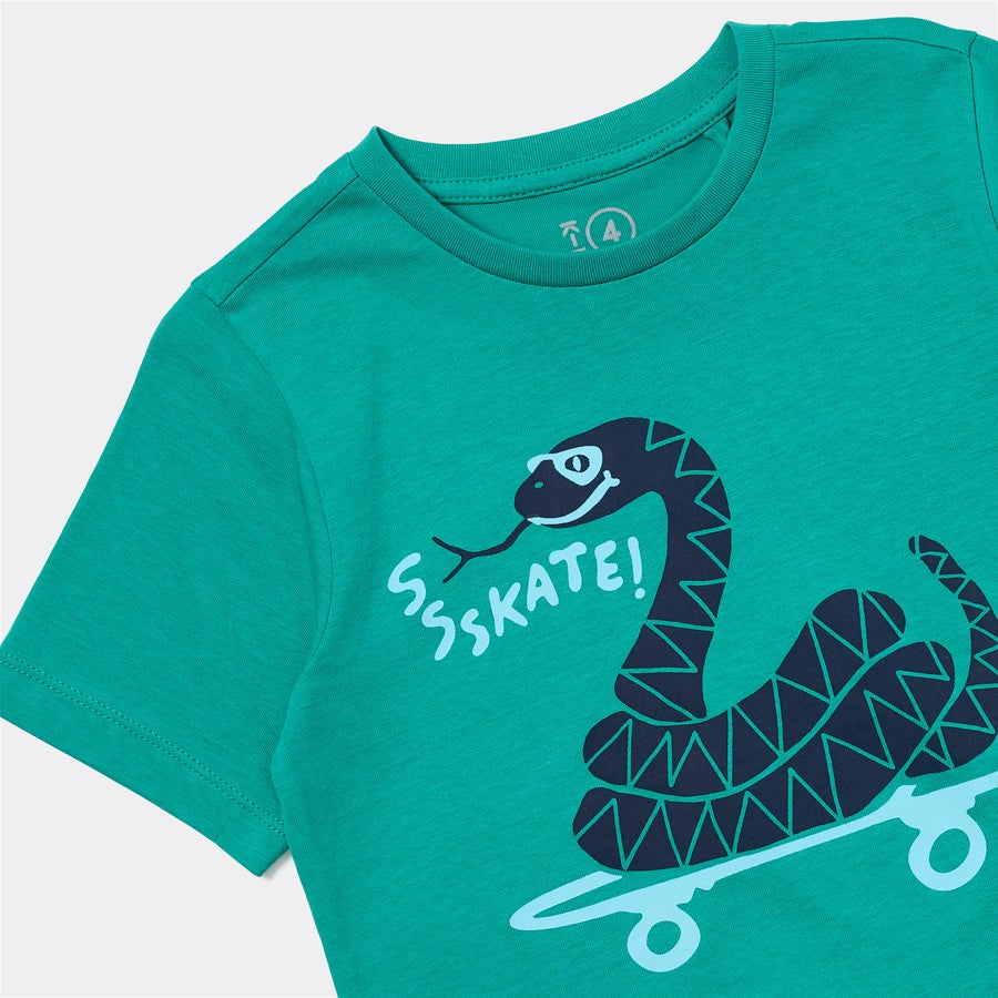 K-D Kids Snake Print Tee - Green