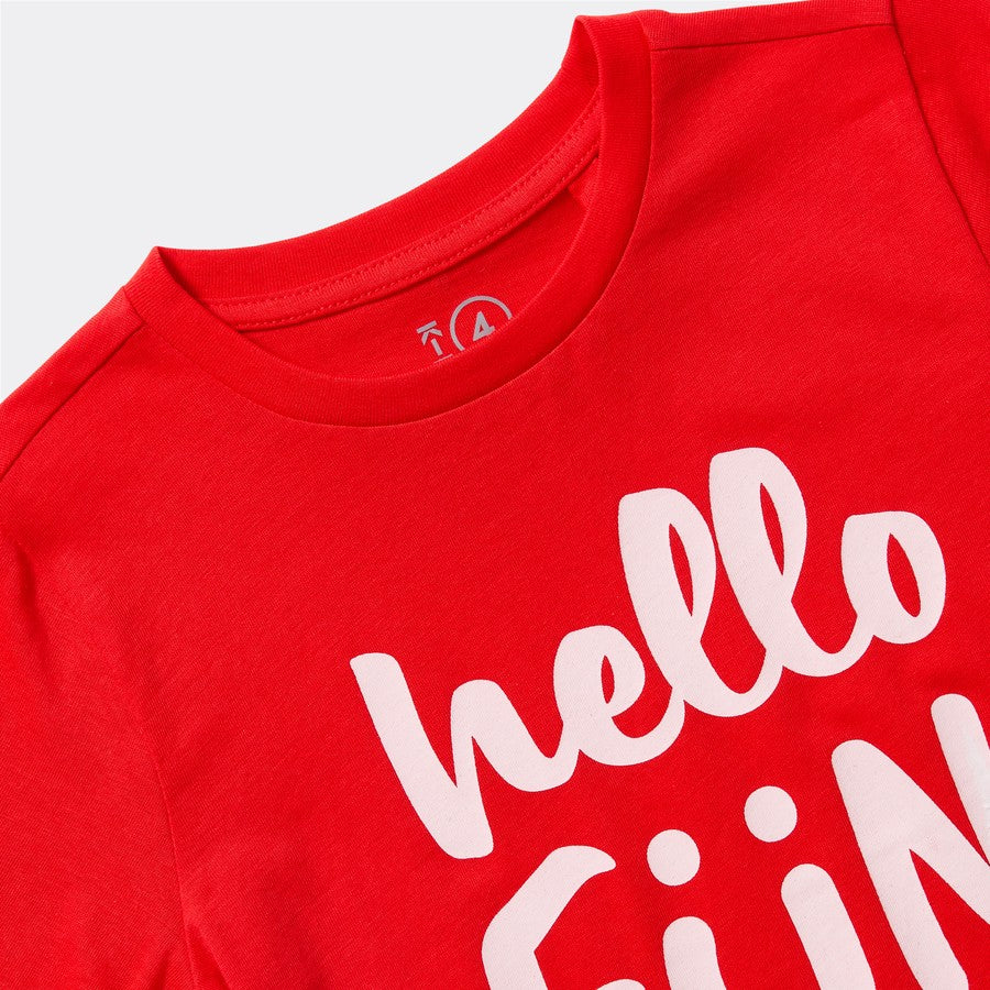 K-D Kids Hello Fun Print Tee - Red