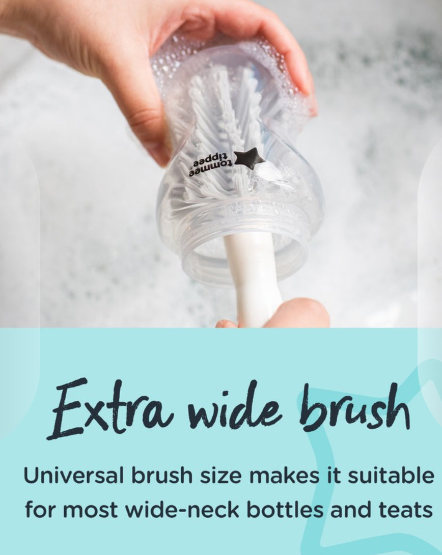 Tommee Tippee 2-in-1Clean Bottle and Teat Brush, Extra Wide, Soft Yet Durable Nylon Bristles