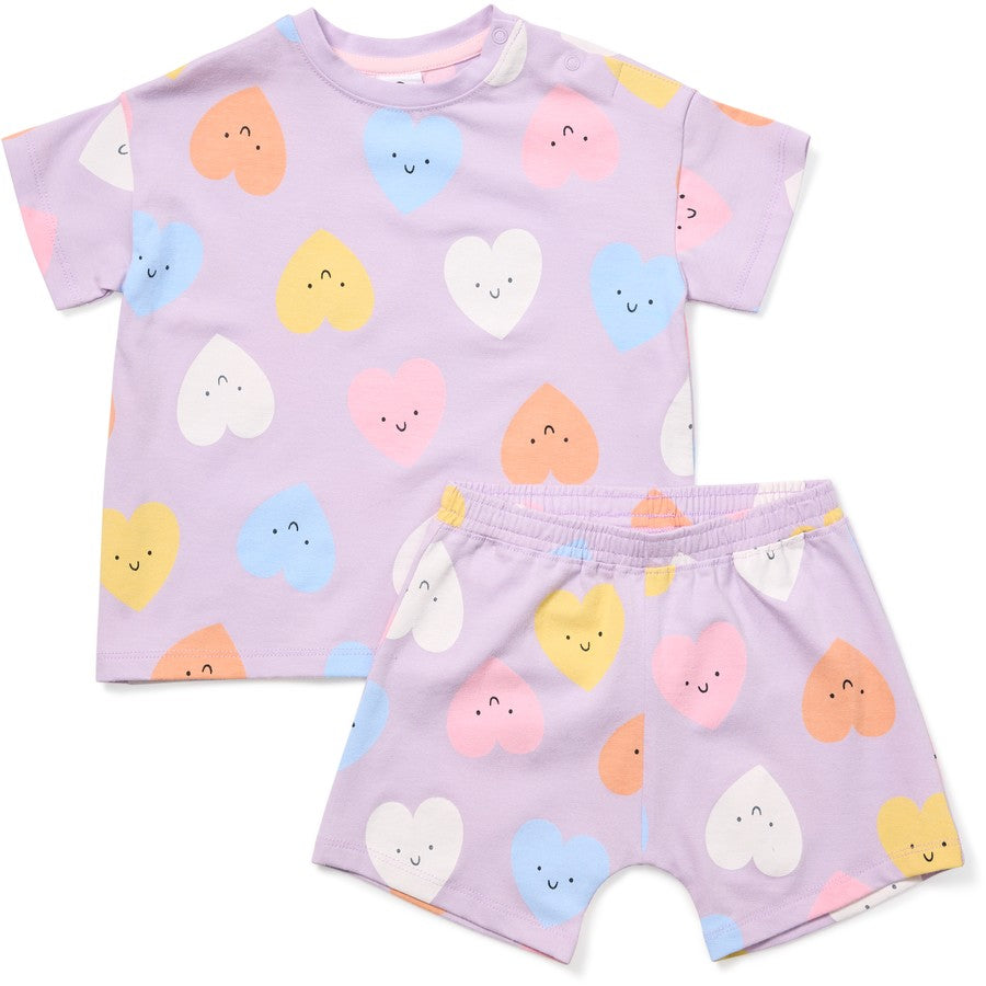 Dymples Baby Heart Print Value Set - Purple