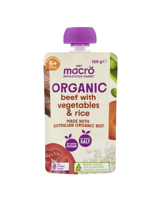 Macro Organic Baby Food Beef Vegetables & Rice 6m