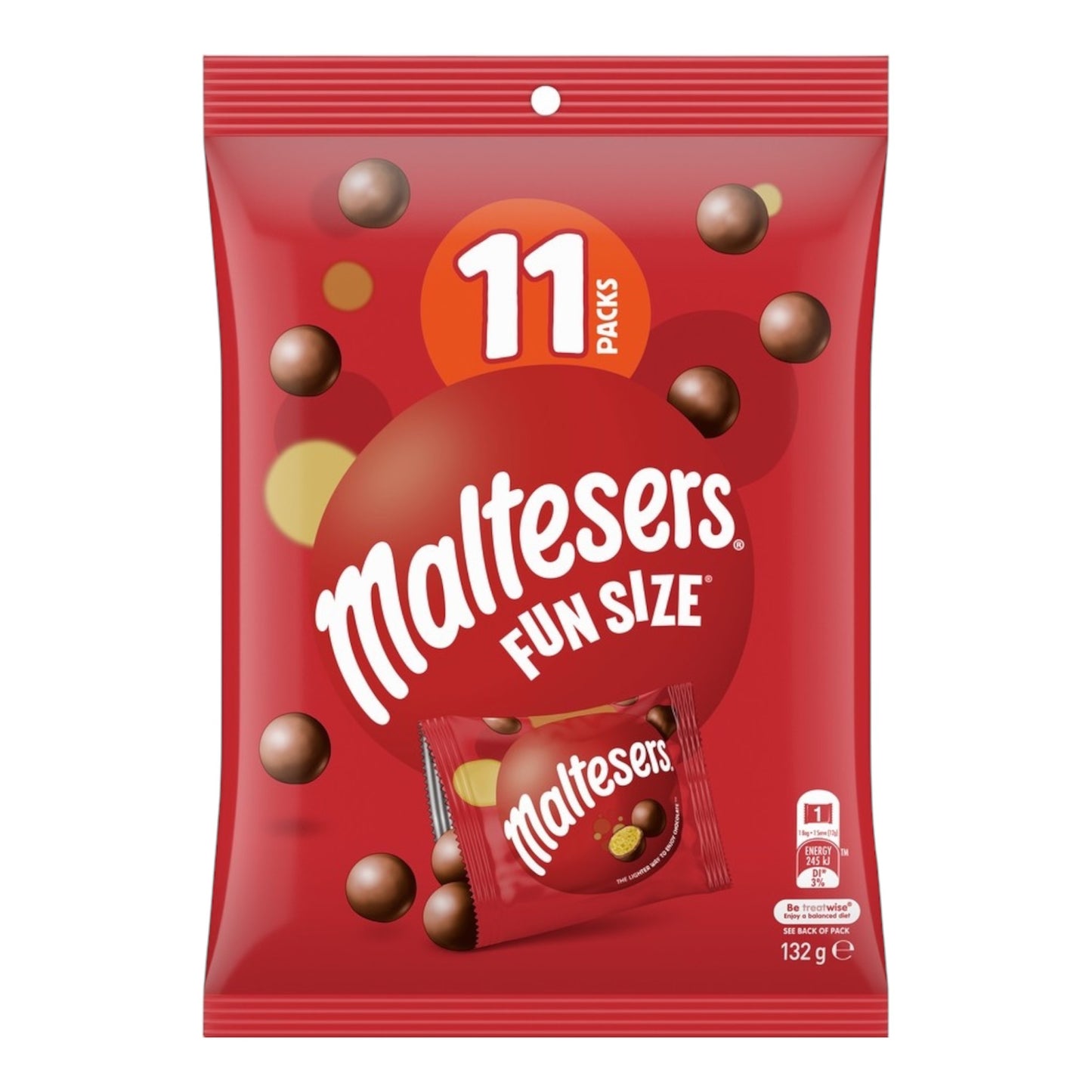 Maltesers Milk Chocolate Snack & Share Bag 11 Pieces 132g