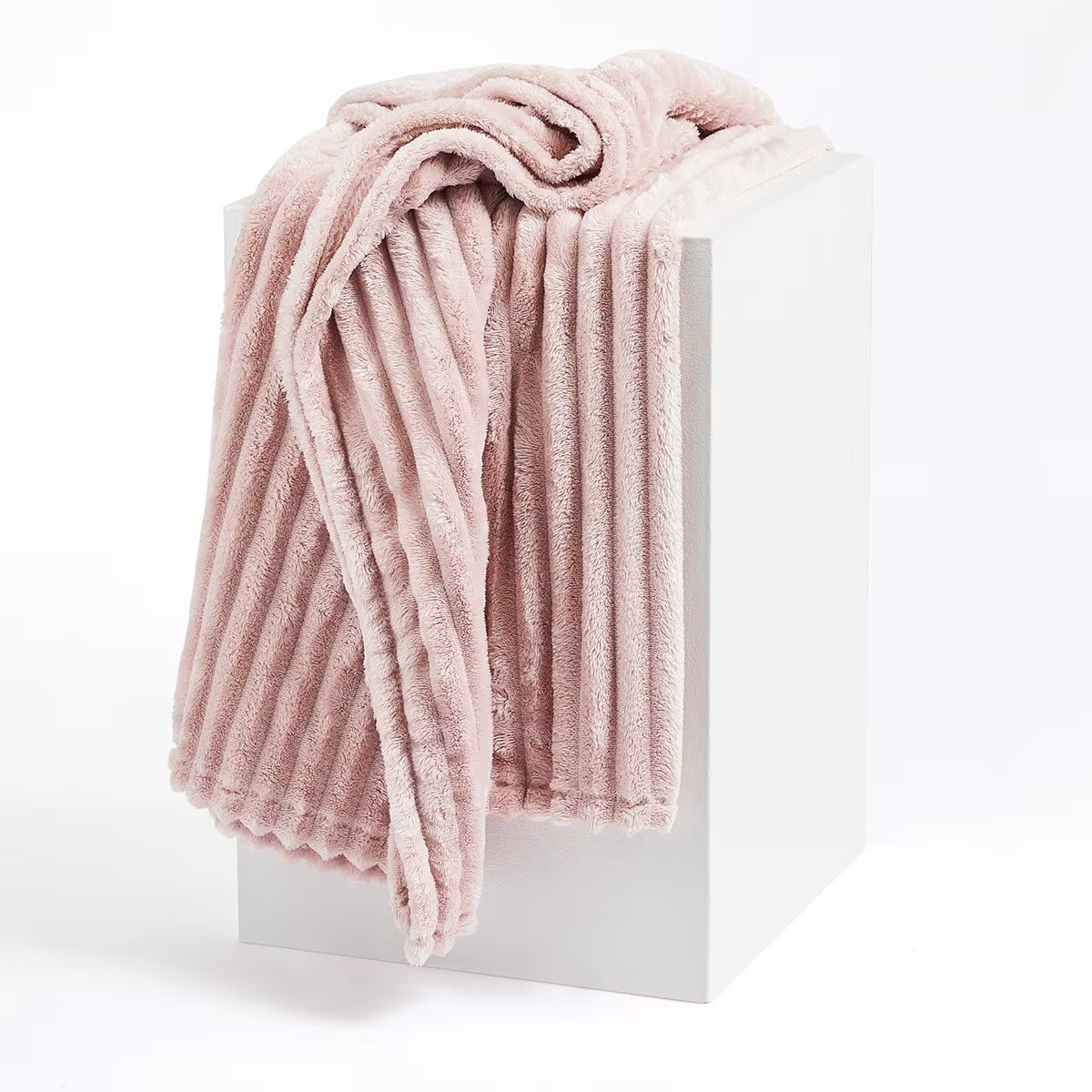 Ribbed Faux Fur Throw - Grey