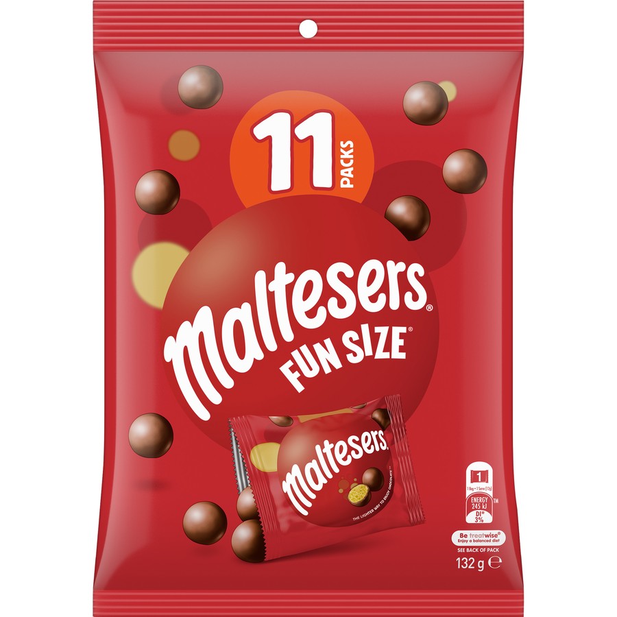 Maltesers Milk Chocolate Snack & Share Bag 11 Pieces 132g