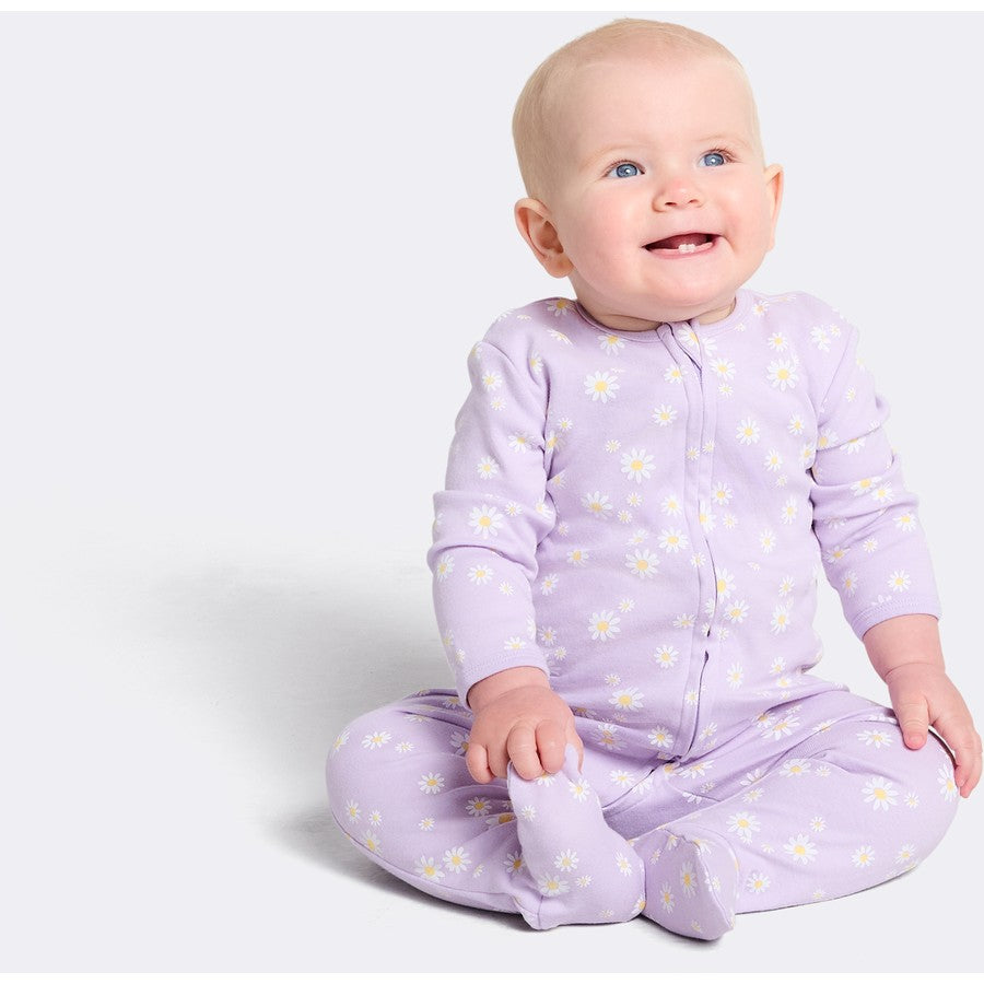 Dymples Baby Organic Cotton Floral Print Coverall - Purple