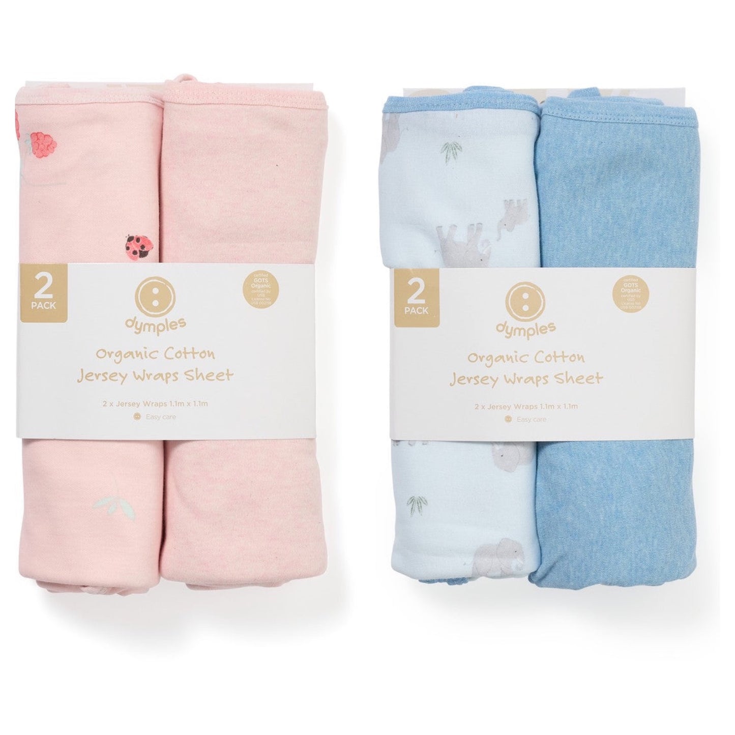 Dymples Cotton Jersey Wraps 2 Pack - Natural