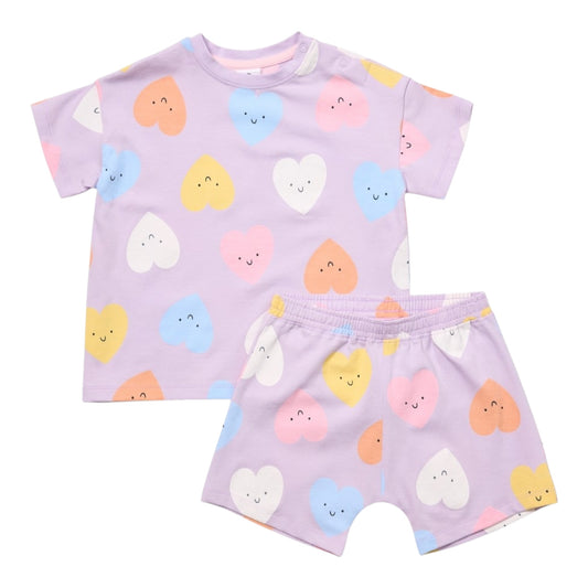 Dymples Baby Heart Print Value Set - Purple