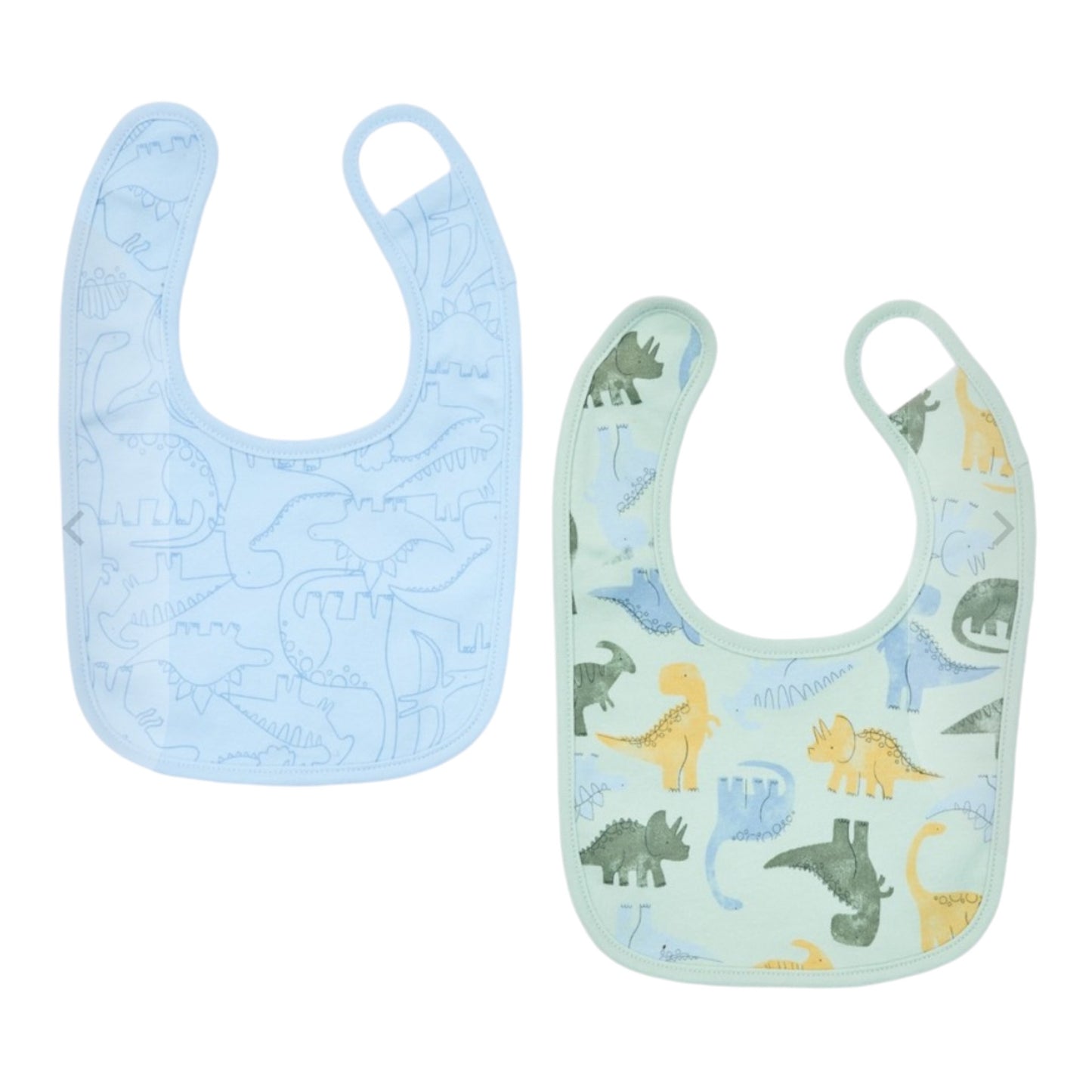 Dymples Baby Dinosaur Print Bandana Bibs 2 Pack - Green & White - Size One Size