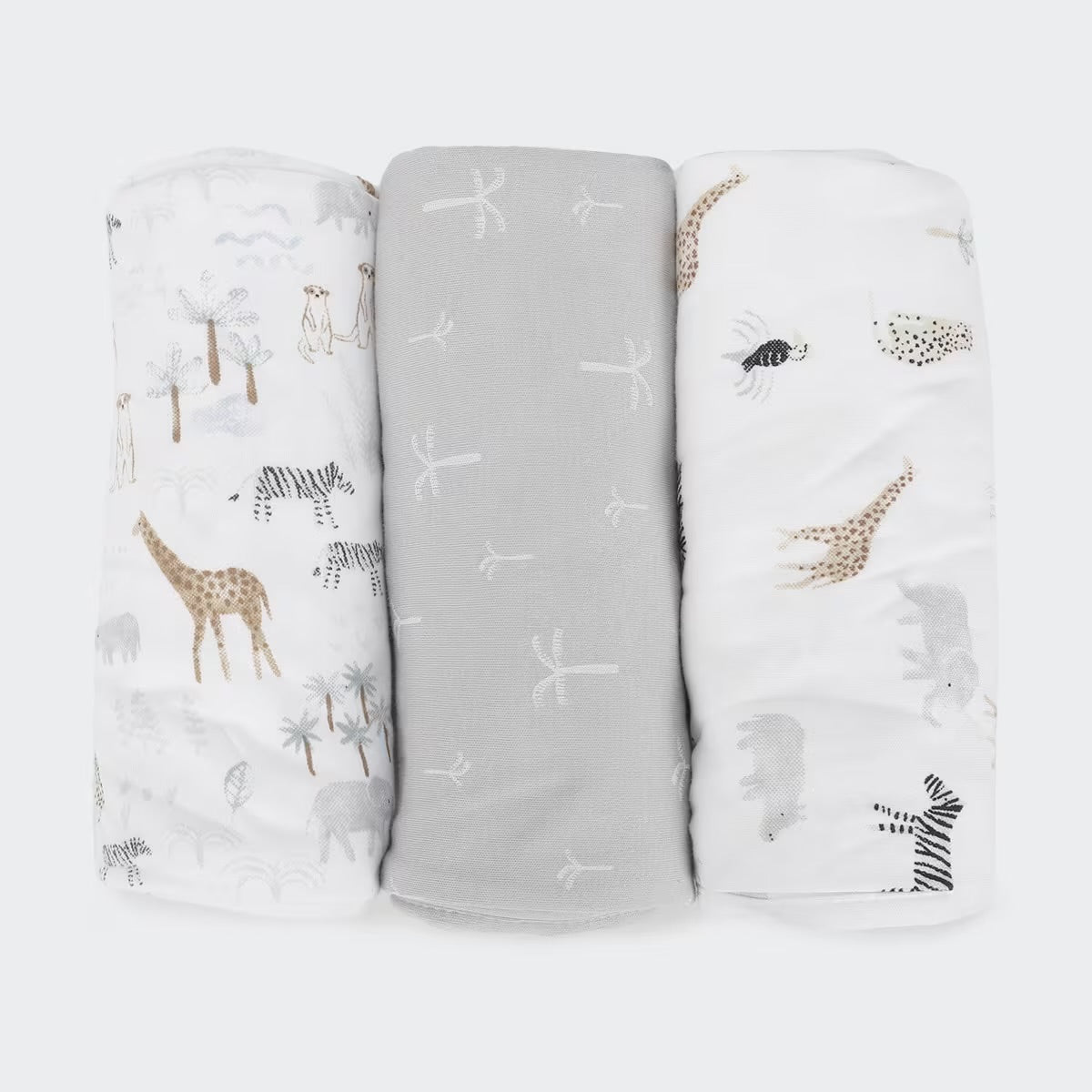 3 Pack Organic Cotton Interlock Wraps - Safari