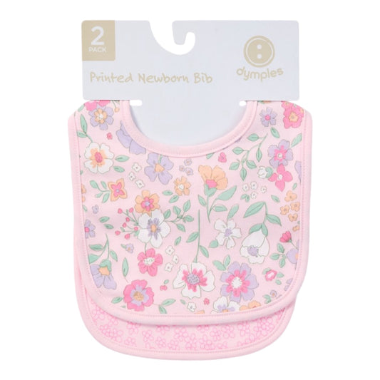 Dymples Baby Floral Print Newborn Bib 2 Pack - Pink - Size One Size