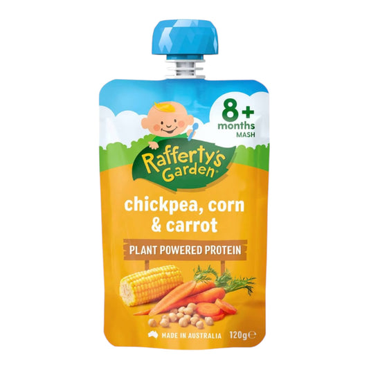 Rafferty's Garden Baby Food Pouch Chickpea, Corn & Carrot Protein 8+ Months 120g