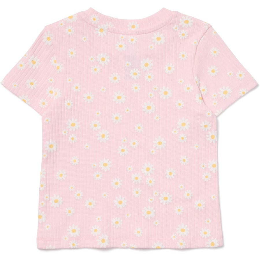 Dymples Baby Rib Floral Print Tee - Pink