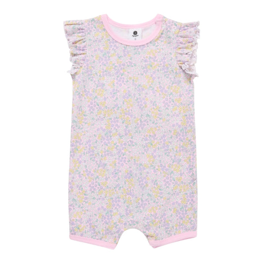 Dymples Kids Floral Print Frill Sleeve Romper - Pink