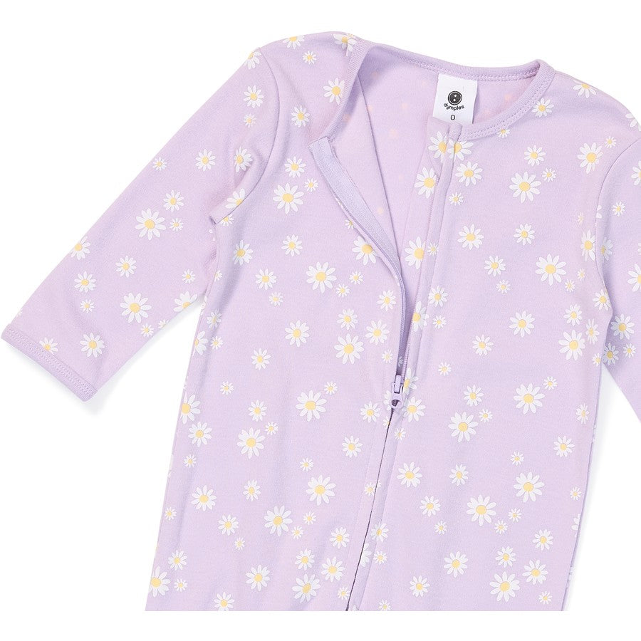 Dymples Baby Organic Cotton Floral Print Coverall - Purple