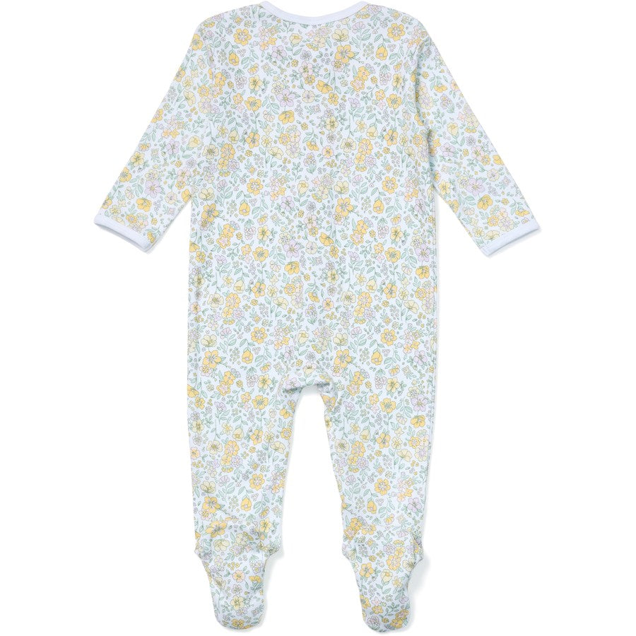 Dymples Baby Organic Cotton Floral Print Coverall - White