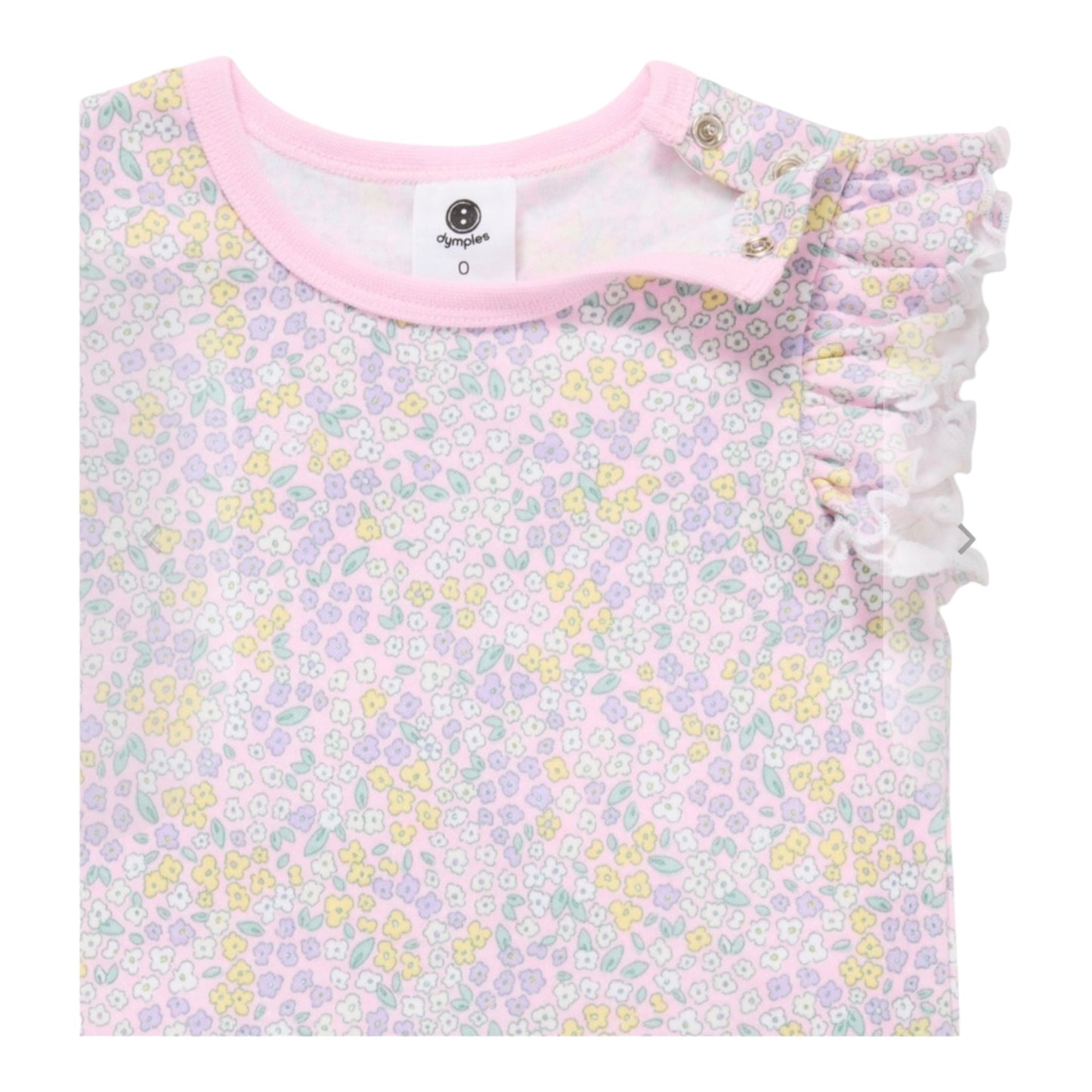 Dymples Kids Floral Print Frill Sleeve Romper - Pink