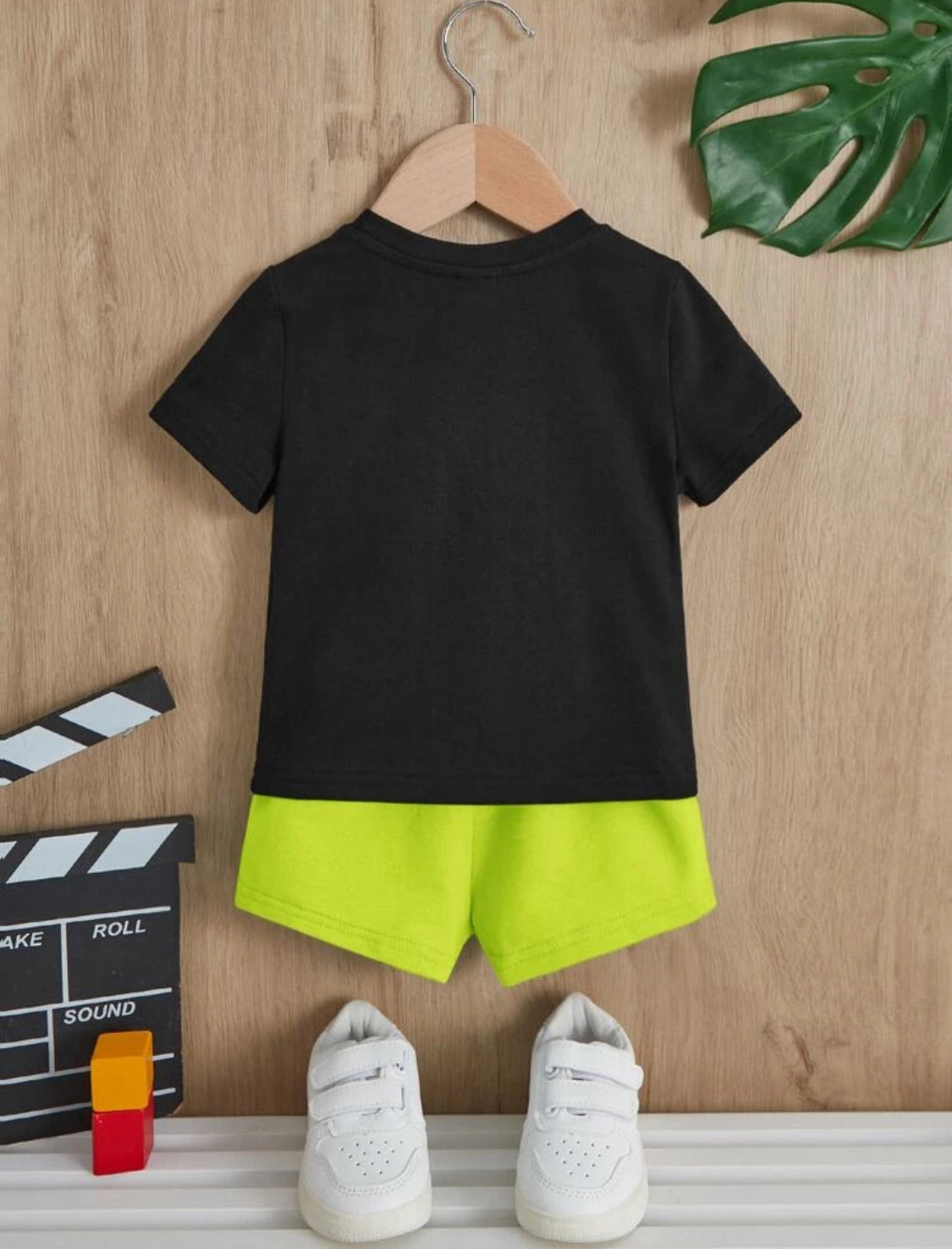 SHEIN Baby Boy Gamepad & Slogan Graphic Tee & Shorts