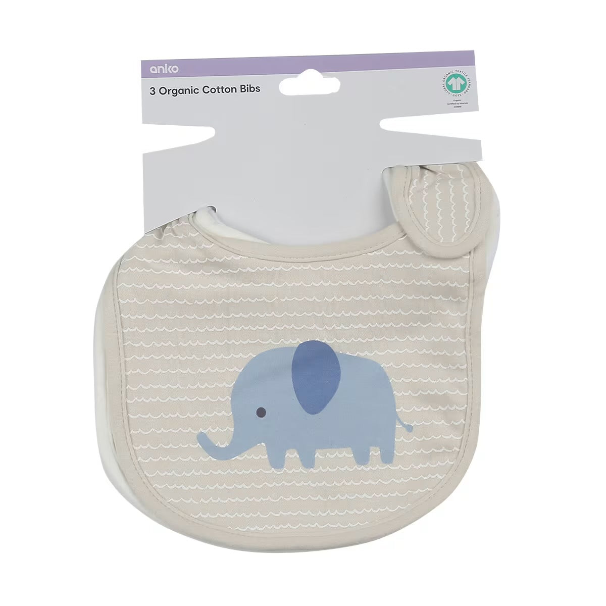 3 Pack Organic Cotton Bibs - Animals