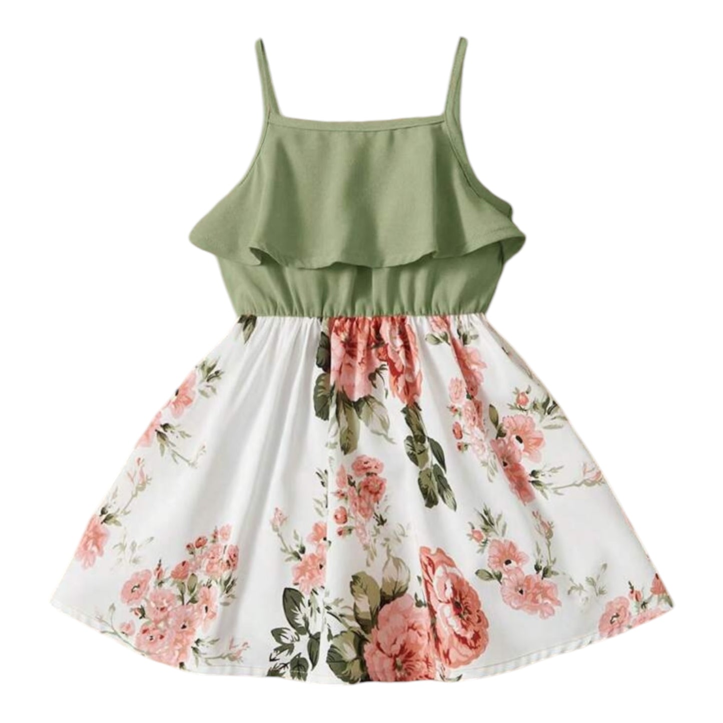 SHEIN Baby Girl Cute Floral Print Spaghetti Strap Dress