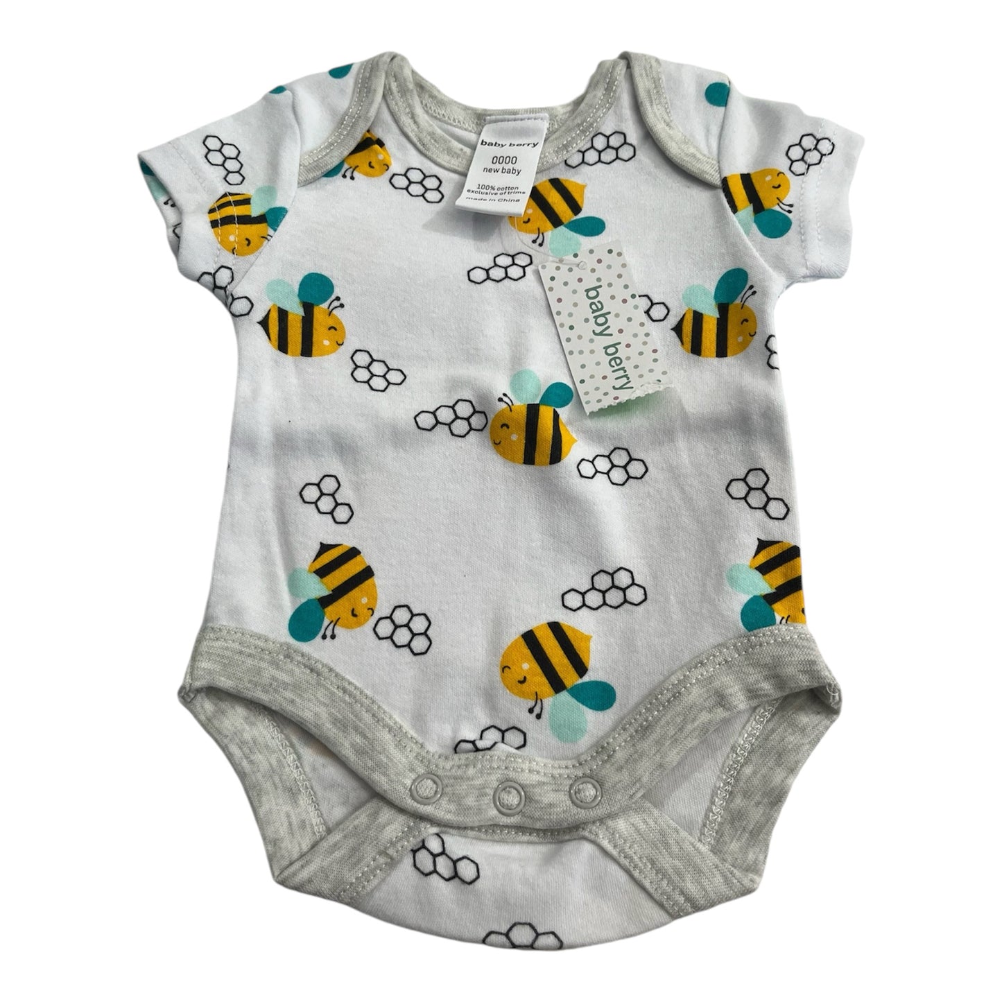 White bee bodysuit newborn