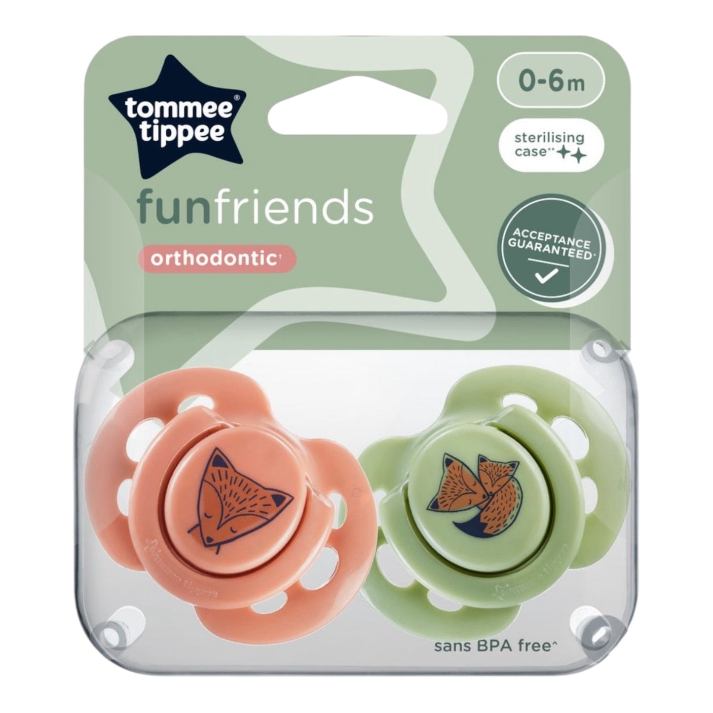 Tommee Tippee Fun Style Soothers 0-6m 2 Pack Dummies - Assorted*