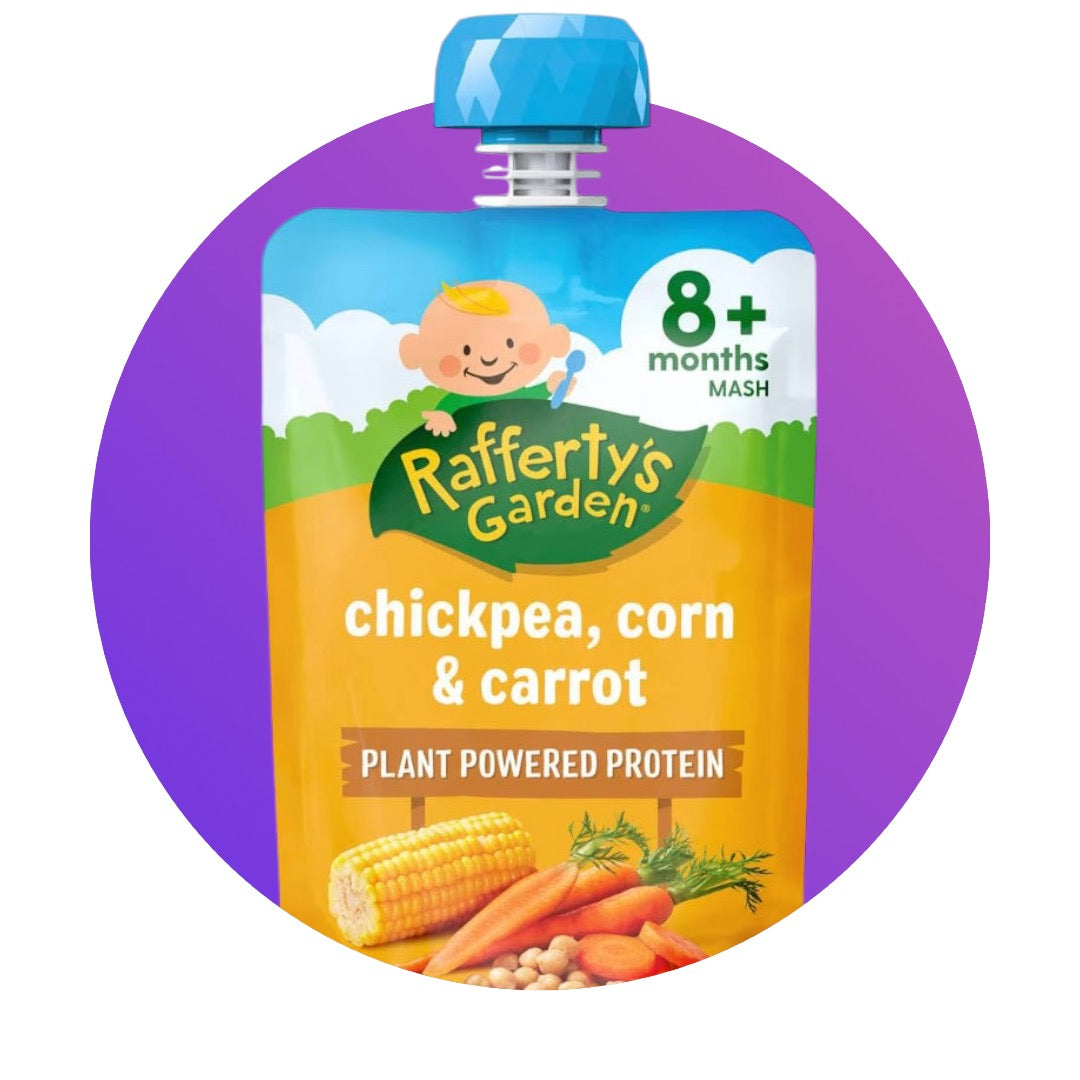 Rafferty's Garden Baby Food Pouch Chickpea, Corn & Carrot Protein 8+ Months 120g