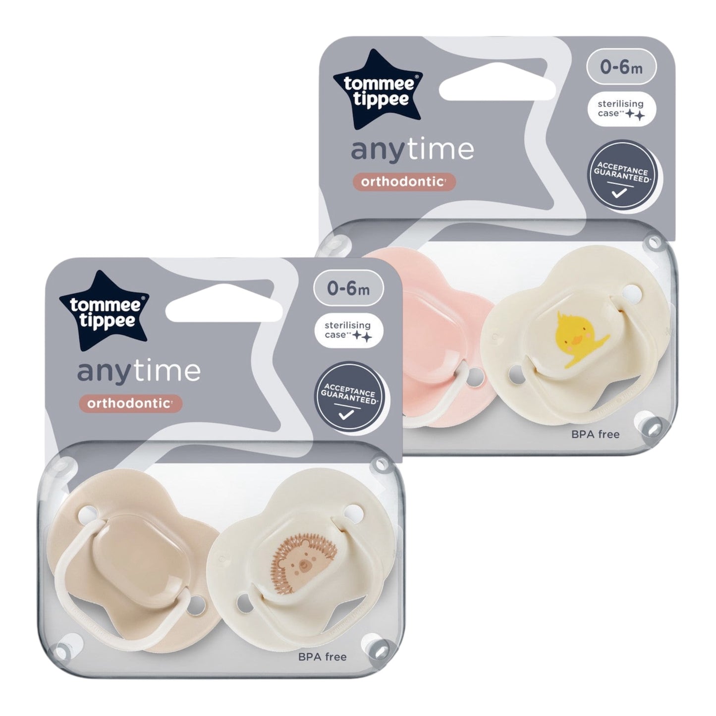 Tommee Tippee Anytime Soothers 0-6m 2 Pack - Assorted*