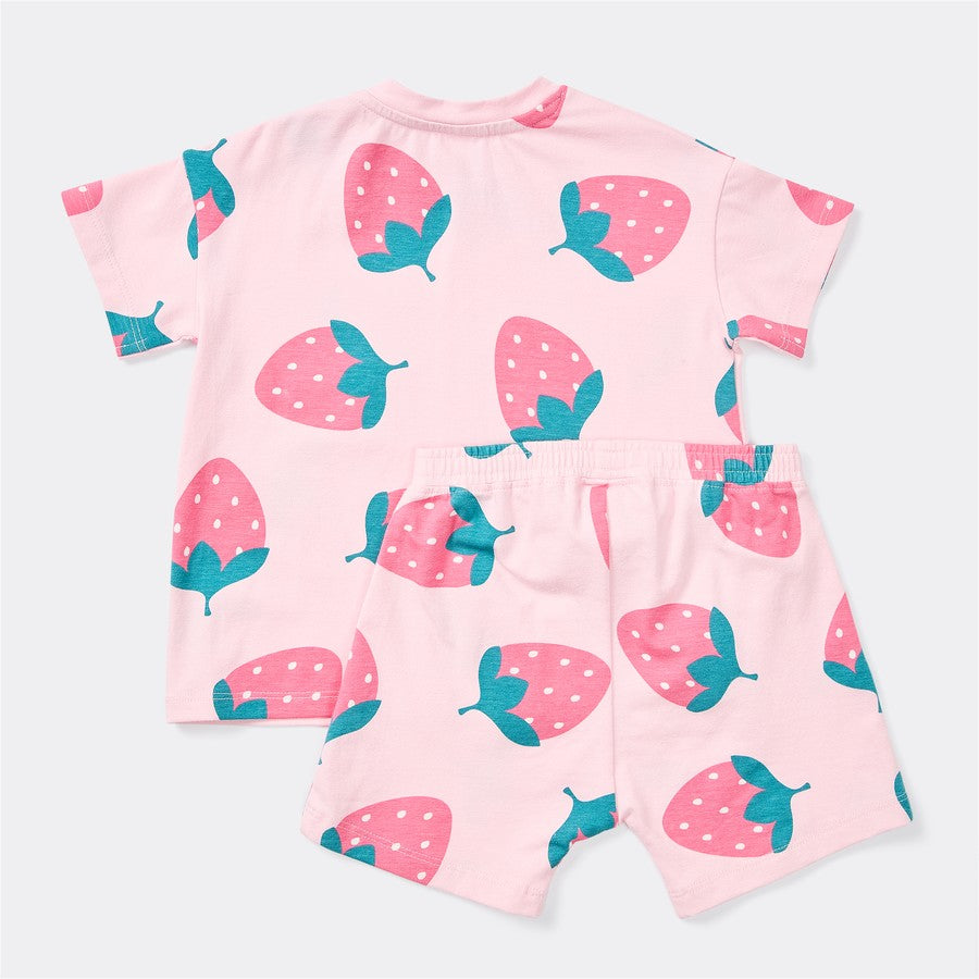 Dymples Baby Strawberry Print Set - Pink