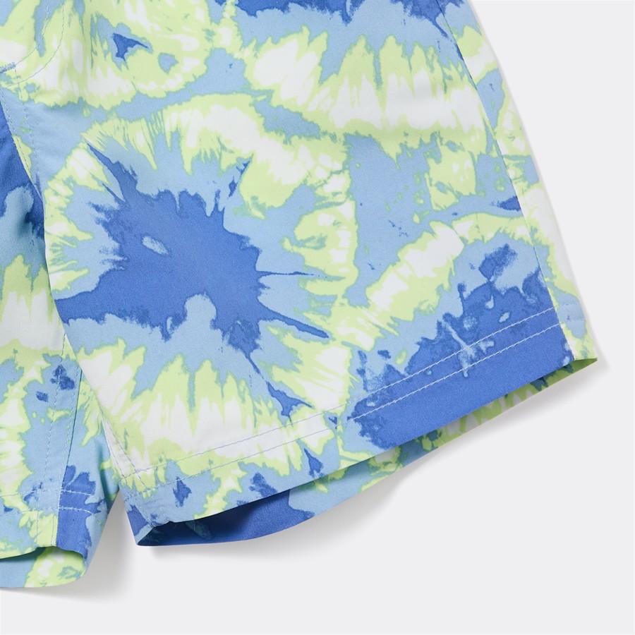 K-D Kids Tie Dye Print Board Shorts - Blue & Green