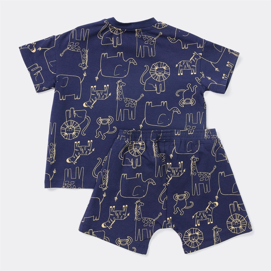 Dymples Baby Safari Print Set - Navy