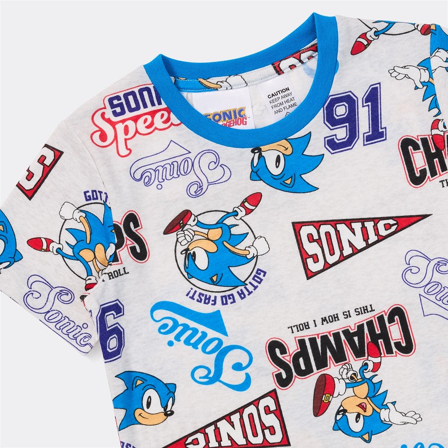 Sonic The Hedgehog Kids Pyjama Set - Grey Marl