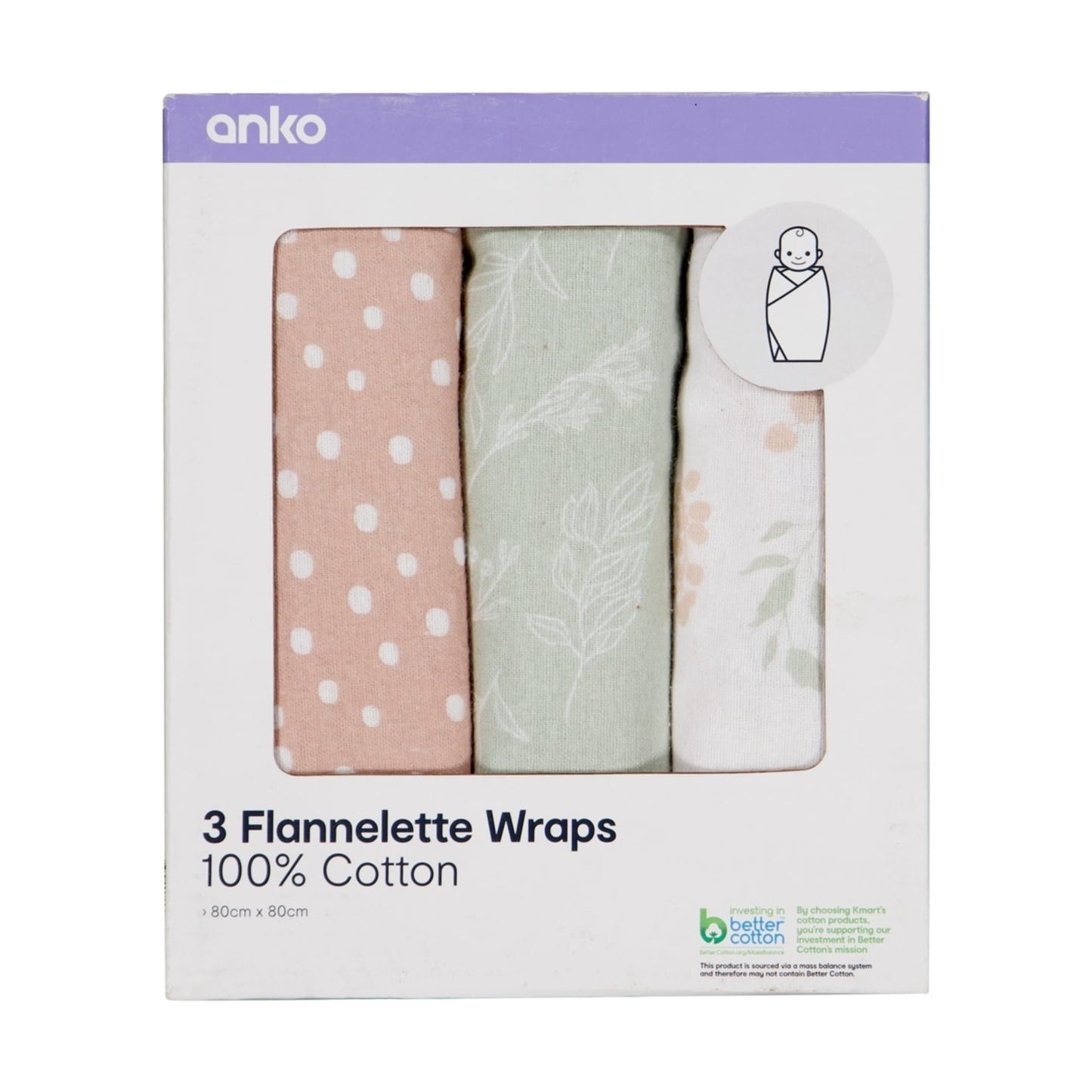 3 Pack Flannelette Wraps - Autumn