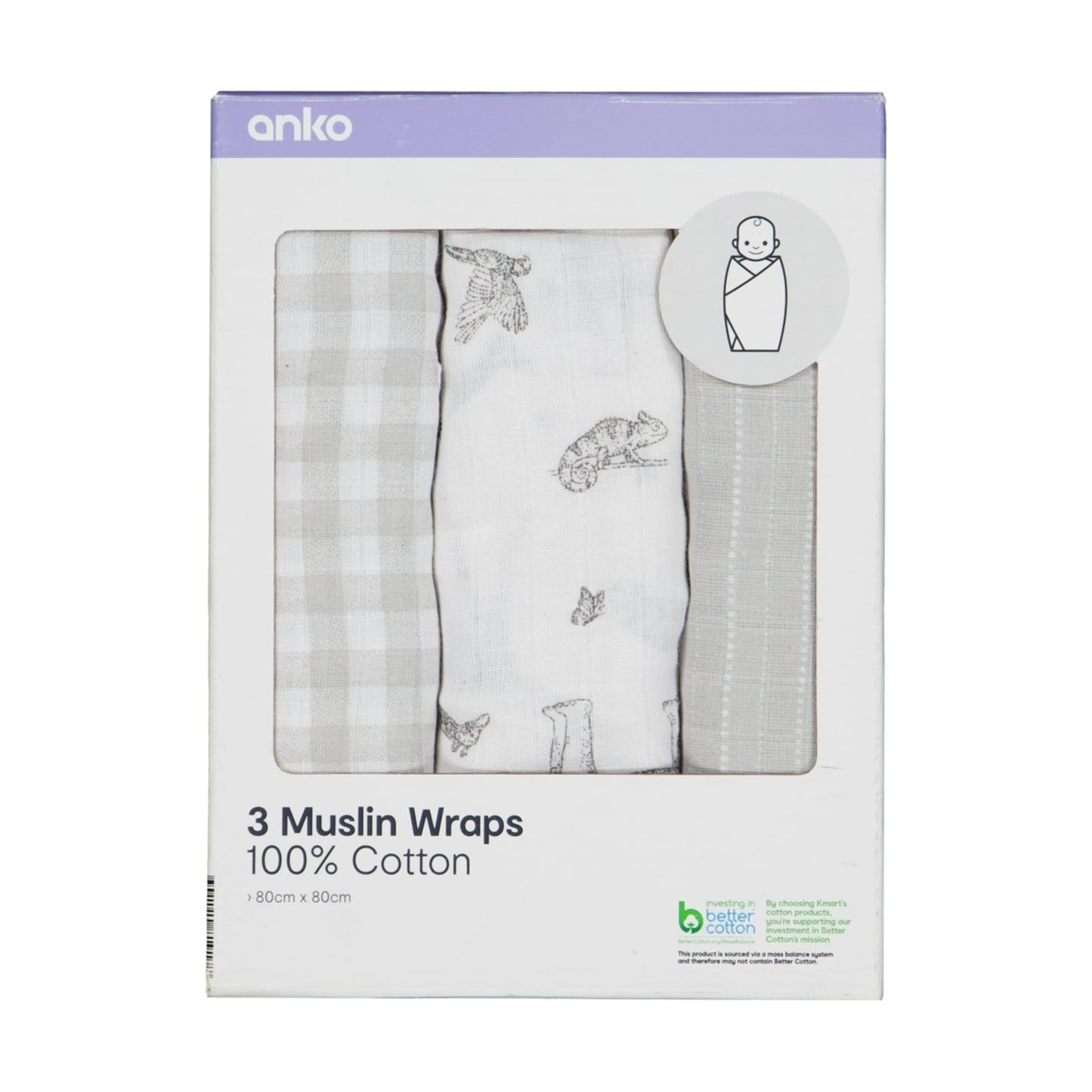 3 Pack Muslin Wraps - Jungle