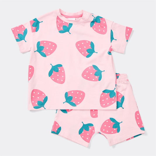 Dymples Baby Strawberry Print Set - Pink