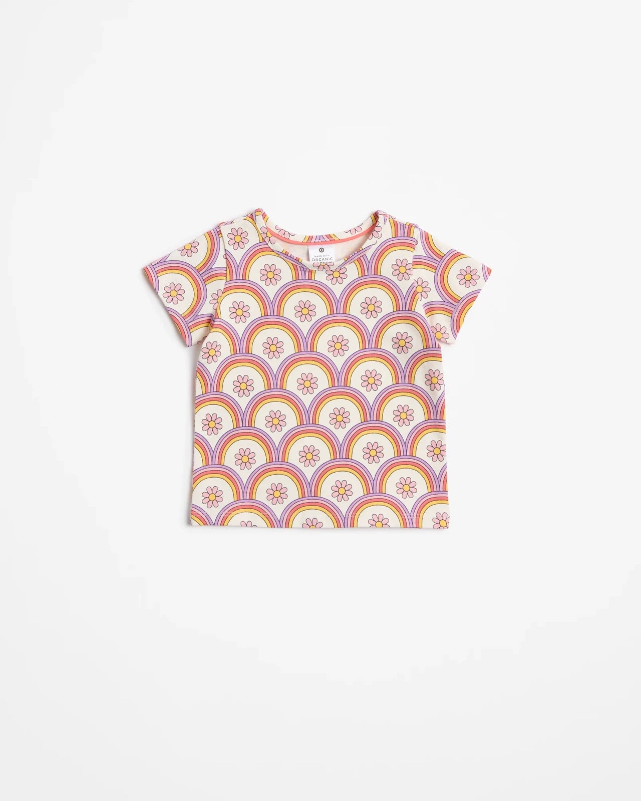 Baby Organic Cotton T-shirt - Rainbow Flowers