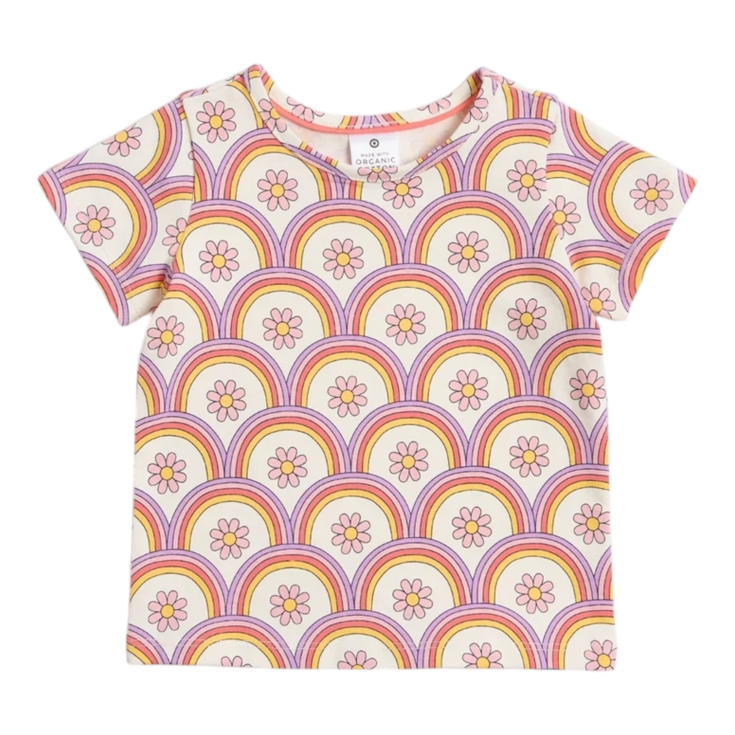 Baby Organic Cotton T-shirt - Rainbow Flowers