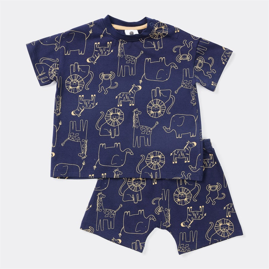 Dymples Baby Safari Print Set - Navy