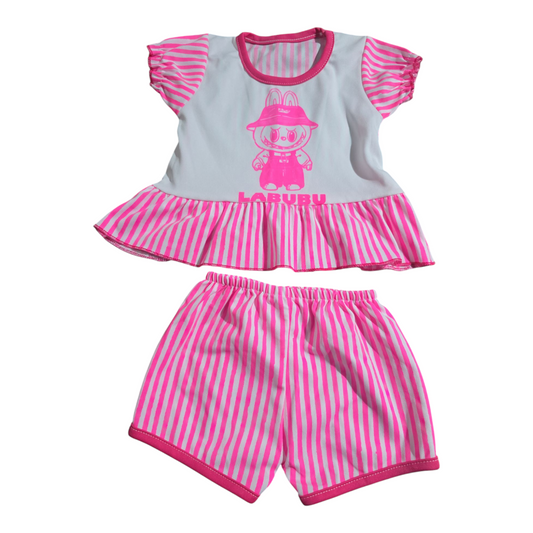 Girls pink 2pc labubu