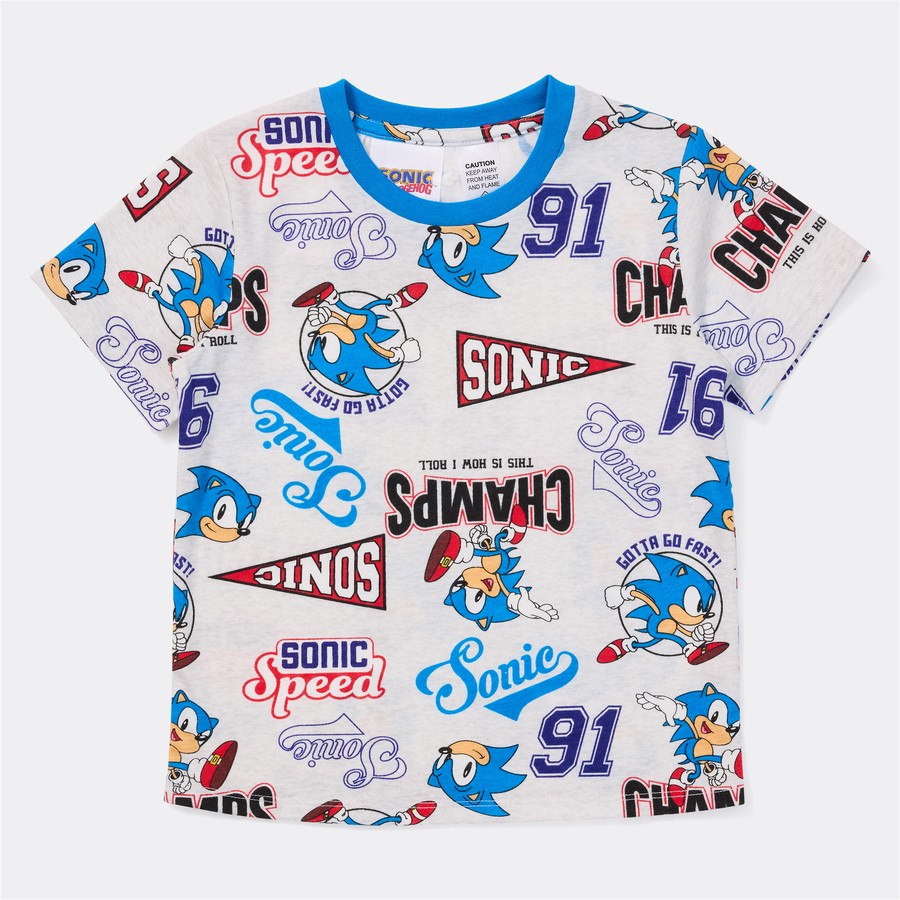 Sonic The Hedgehog Kids Pyjama Set - Grey Marl