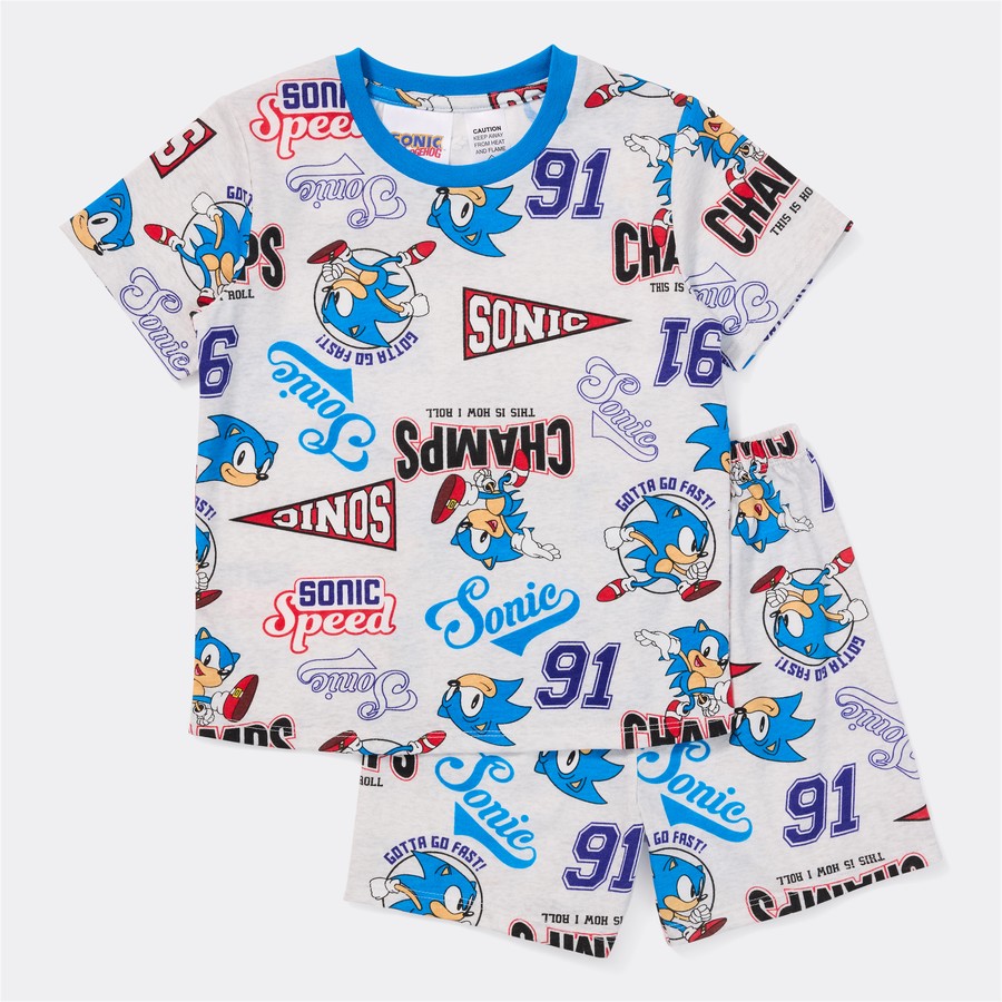 Sonic The Hedgehog Kids Pyjama Set - Grey Marl