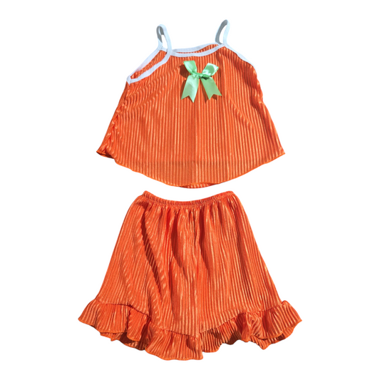 Orange with green bow