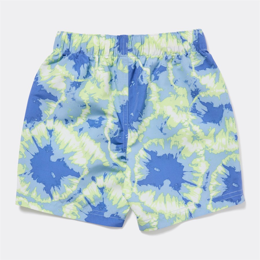 K-D Kids Tie Dye Print Board Shorts - Blue & Green