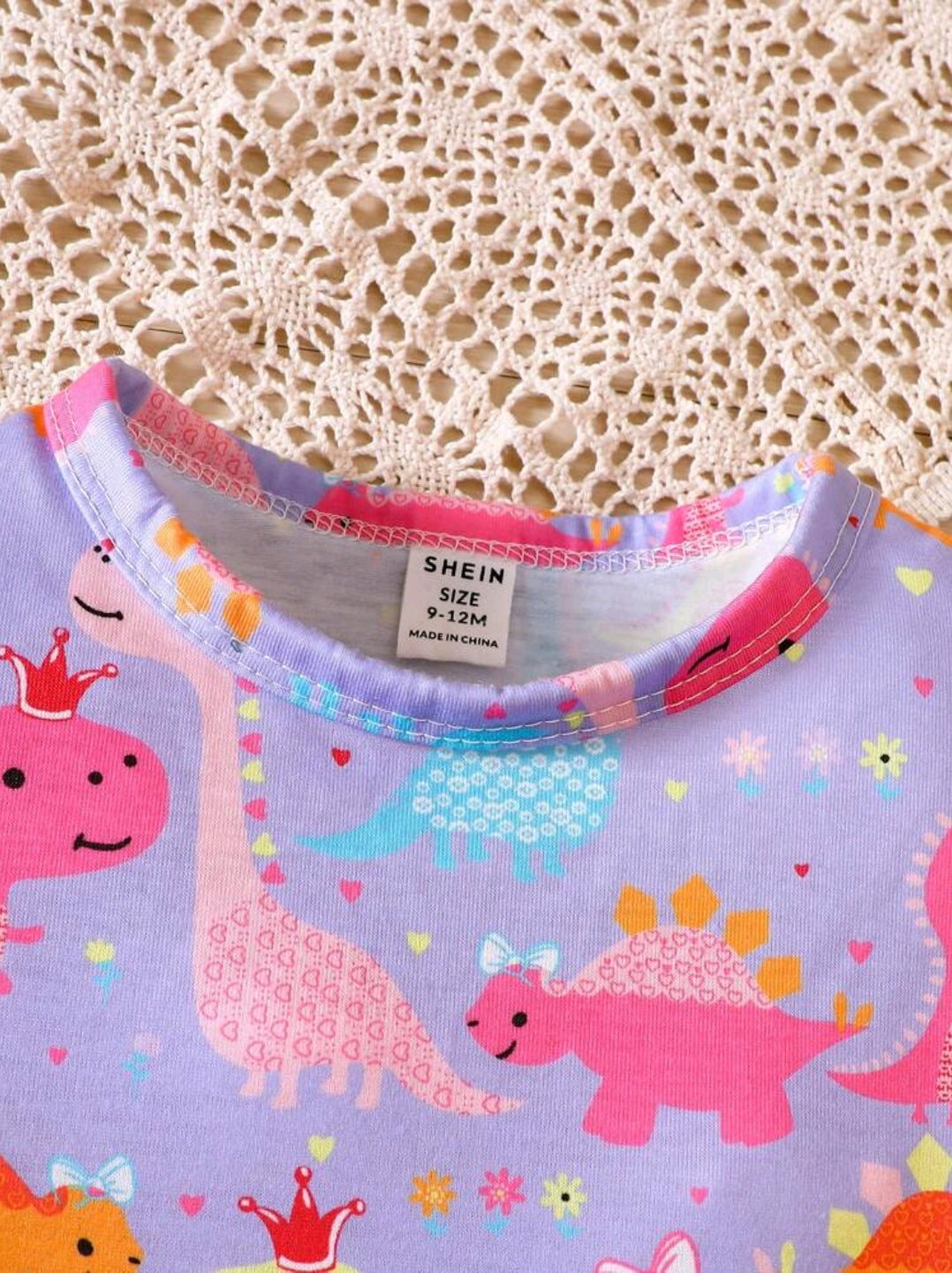 SHEIN Baby Girl Dinosaur Print Tee & Shorts