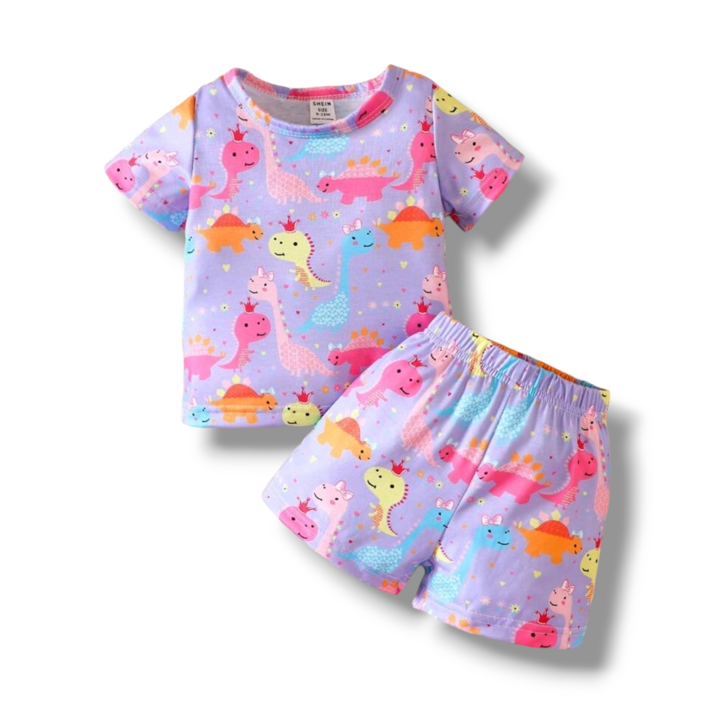 SHEIN Baby Girl Dinosaur Print Tee & Shorts